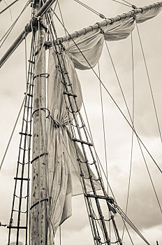 桅杆,帆船,索具