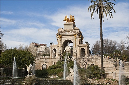 喷泉,城堡公园,巴塞罗那