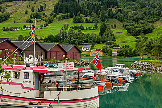 捕鱼,港口,挪威,旗帜