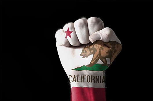 拳头,涂绘,彩色,美国,加利福尼亚,旗帜