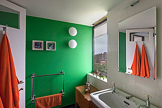 绿色,白色,浴室,公寓,一个,伦敦