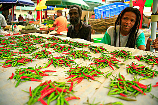 绿色,红辣椒,市场,维多利亚,塞舌尔