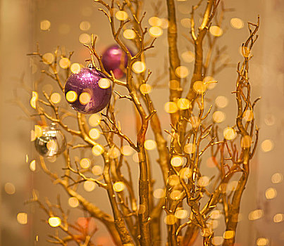 圣诞树饰,闪光,金色,背景