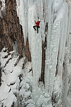 攀冰者,向上,乌雷,冰,公园,科罗拉多,大幅,尺寸