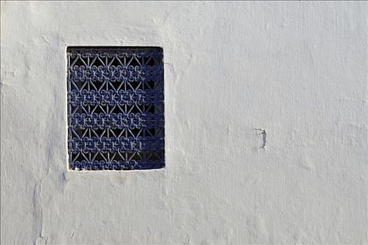格栅窗,白墙,拉巴特,摩洛哥,北非