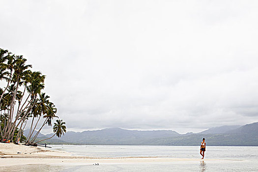 美女,隔绝,海滩,多米尼加共和国