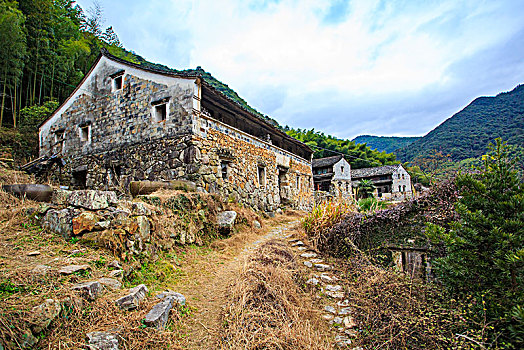 胜坑村,石屋,山村,民宿,小溪