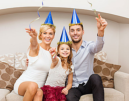 庆贺,家庭,休假,生日,概念,幸福之家,蓝色,帽子,蛋糕