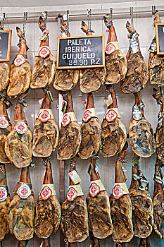 西班牙,巴塞罗那,特色,肉,店面展示