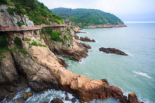 礁石,岩石,海浪,海岸线,海边栈道