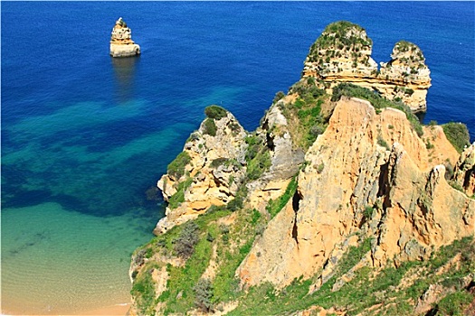 悬崖,海岸,大西洋,海洋,拉各斯,阿尔加维,葡萄牙