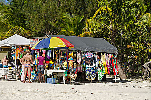 市场货摊,海滩,高兴,安提瓜岛,小安的列斯群岛,加勒比,北美