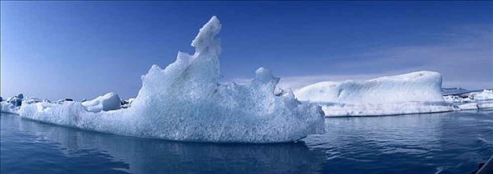 冰河,泻湖,冰块,流动,冰岛,欧洲