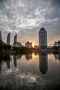 福建厦门市厦门大学,思明校区,校园湖畔