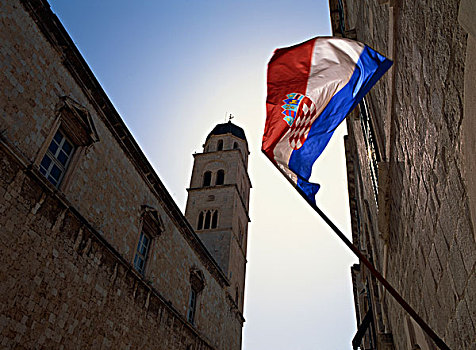 克罗地亚,杜布罗夫尼克,老城,旗帜,方济各会修道院