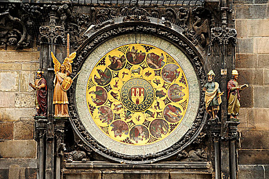 捷克共和国,布拉格,特写,老,天文钟