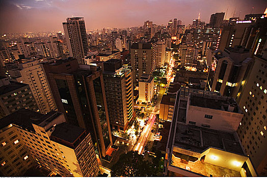 城市,夜晚,圣保罗,巴西