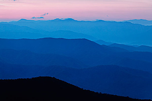 美国,田纳西,大烟山国家公园,一堆,脊,风景,圆顶,黎明,画廊