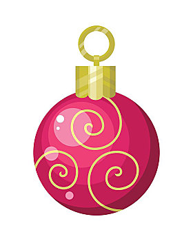 圣诞树,玩具,矢量,设计,插画,红色,装饰,金色,螺旋,圣诞节,新年,庆贺,寒假,象征,白色背景,背景,风格