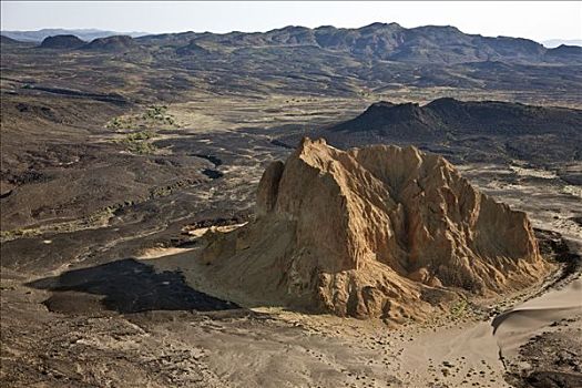 灭绝,火山,阿鲁巴,石头,围绕,黑色,火山岩,边缘,山谷