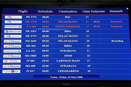 航班时刻,展示,机场,登巴萨,巴厘岛,印度尼西亚,亚洲