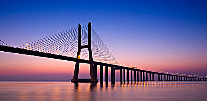 葡萄牙,里斯本,吊桥,黎明