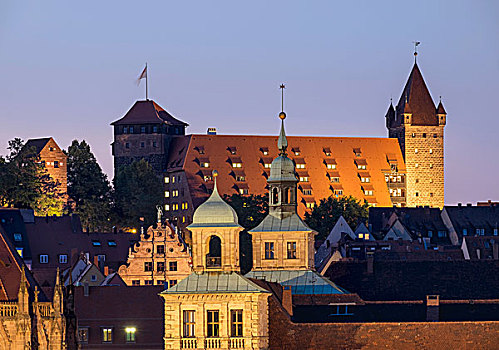 市政厅,城堡,稳定,历史,中心,纽伦堡,中间,弗兰克尼亚,巴伐利亚,德国,欧洲