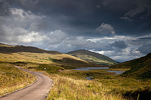 道路,弯曲,山地,风景,苏格兰