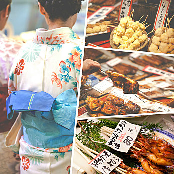 抽象拼贴画,日本,食物,图像,旅行,背景,照片