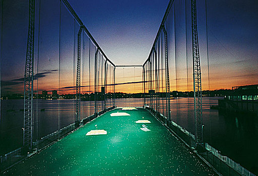 风景,高尔夫球场,水上,远眺,天际线,黄昏,纽约,美国
