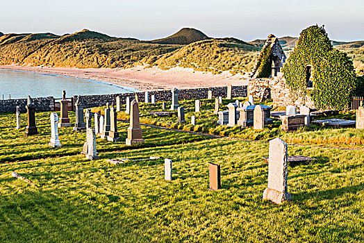 老,墓地,遗址,教堂,萨瑟兰,苏格兰
