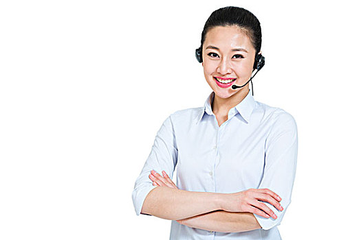 棚拍辦公的年輕女人