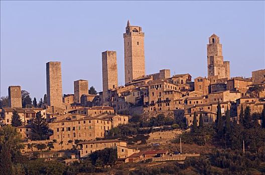 意大利,托斯卡纳,圣吉米尼亚诺,独特,中世纪,塔,要塞,象征,财富,上升,高处,天际线