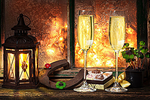 香槟,巧克力,除夕,新年