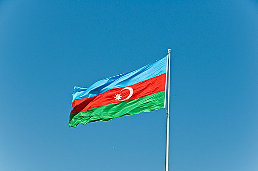旗帜,吹,风,巴库,阿塞拜疆