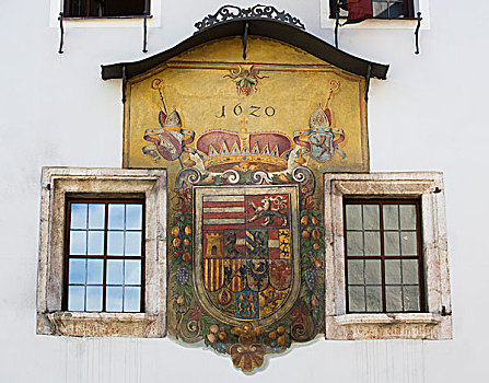 盾徽,连栋房屋,历史,中心,提洛尔,奥地利,欧洲