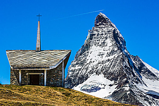 小教堂,正面,马塔角,策马特峰,瑞士