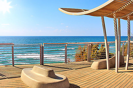 风景,木质,散步场所,漂亮,地中海,晴朗,清晰,蓝天,热,夏天,以色列