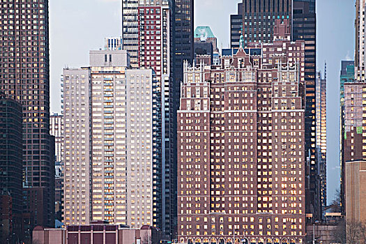 纽约,摩天大楼,日落