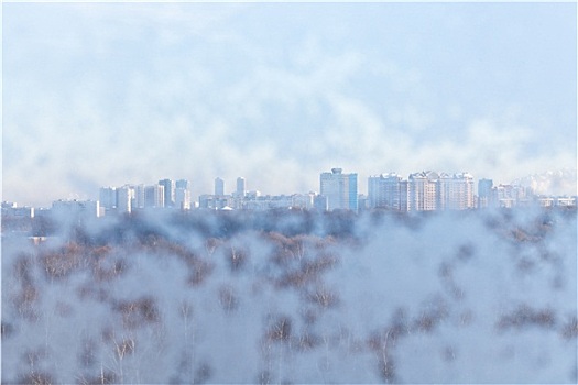 风景,城市,房子,积雪,窗户