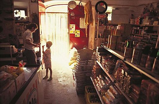 食品店,女孩,孩子,买,冰淇淋,葡萄牙,欧洲