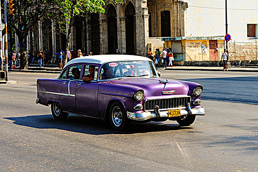老爷车,街上,哈瓦那,古巴