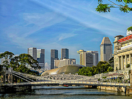 酒店,新加坡河,金融区,摩天大楼,中心,区域,中央商务区,桥,新加坡,亚洲