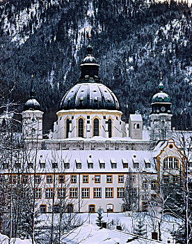 德国,巴伐利亚,冬天,艾塔,教堂,大幅,尺寸