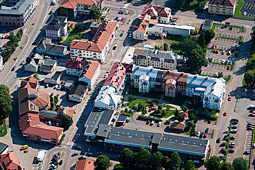 航拍,小镇,瑞典