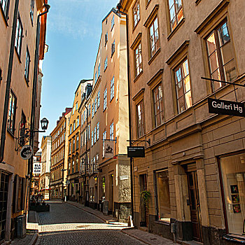 建筑,狭窄街道,老城,斯德哥尔摩,瑞典