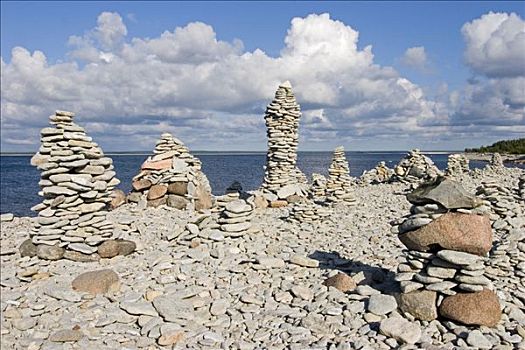 累石堆,靠近,岛屿,爱沙尼亚,欧洲