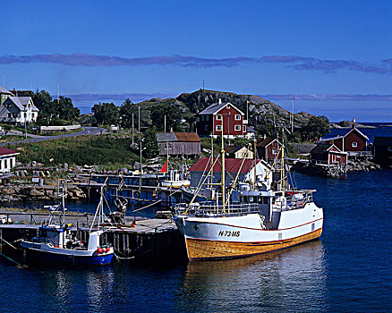 渔船,港口,罗浮敦群岛,挪威,斯堪的纳维亚,欧洲