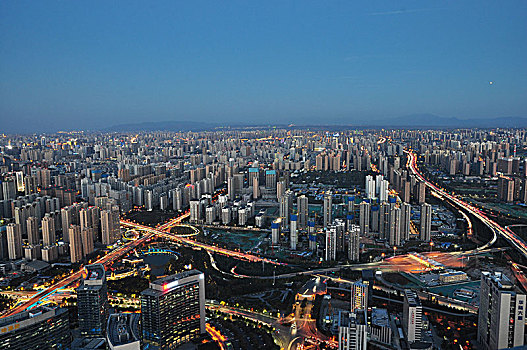 陕西西安城市全景夜景