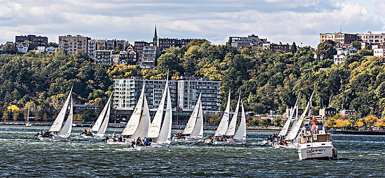 帆船,哈得逊河,纽约,美国